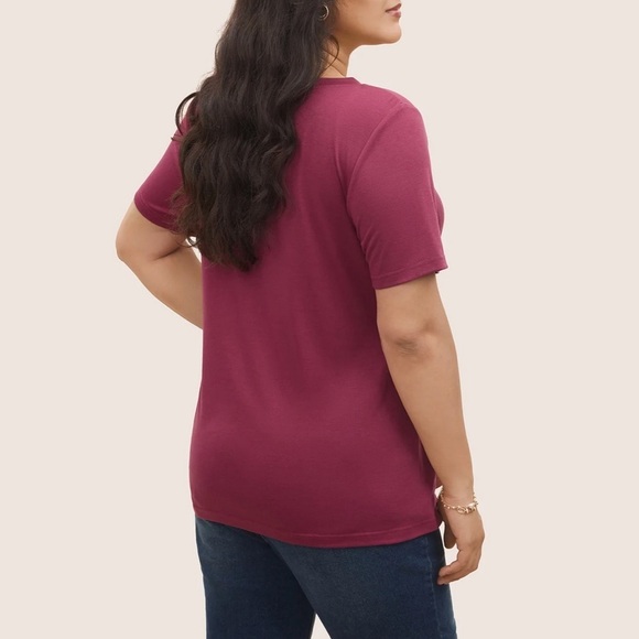 BloomChic Plus Size 2XL Natural Flowers Rhinestone Round Neck T-shirt us18-20 - Picture 2 of 7